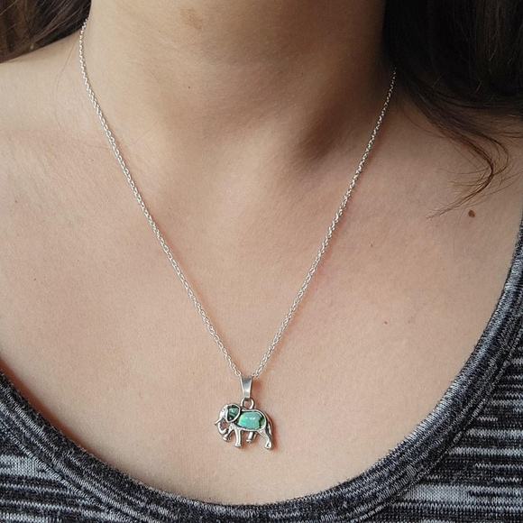 New Silver Abalone Elephant Necklace - Picture 4 of 8